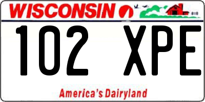 WI license plate 102XPE