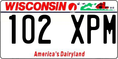 WI license plate 102XPM
