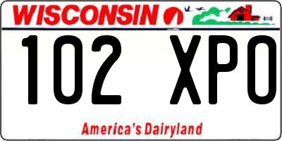 WI license plate 102XPO