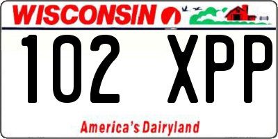 WI license plate 102XPP