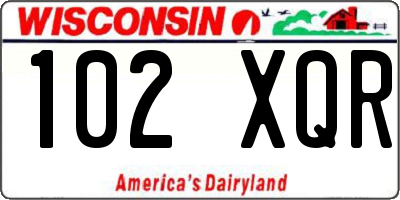 WI license plate 102XQR