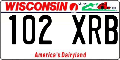 WI license plate 102XRB