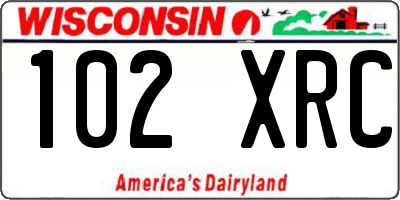 WI license plate 102XRC