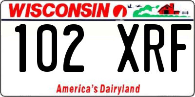 WI license plate 102XRF
