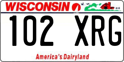 WI license plate 102XRG
