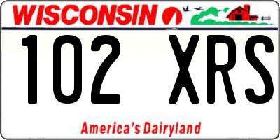 WI license plate 102XRS