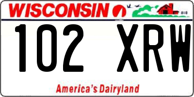 WI license plate 102XRW