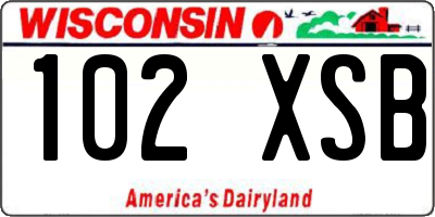 WI license plate 102XSB