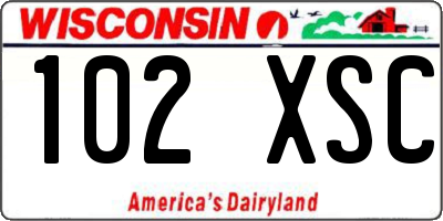 WI license plate 102XSC