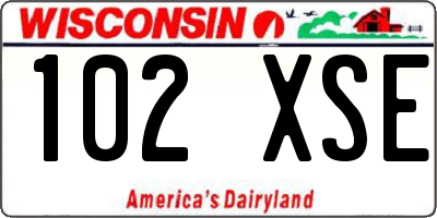 WI license plate 102XSE