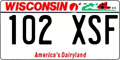 WI license plate 102XSF