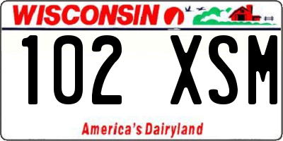 WI license plate 102XSM