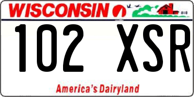 WI license plate 102XSR
