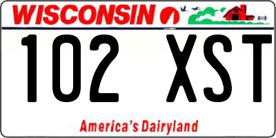 WI license plate 102XST