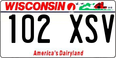 WI license plate 102XSV