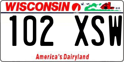 WI license plate 102XSW