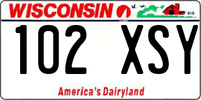 WI license plate 102XSY