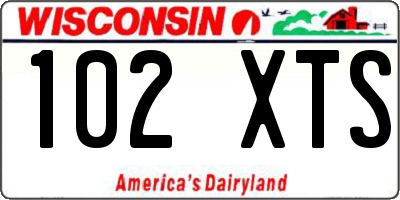 WI license plate 102XTS