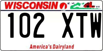 WI license plate 102XTW