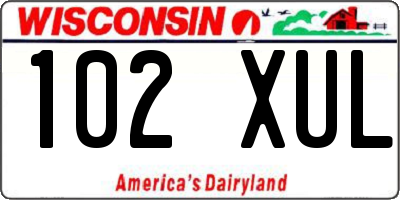 WI license plate 102XUL