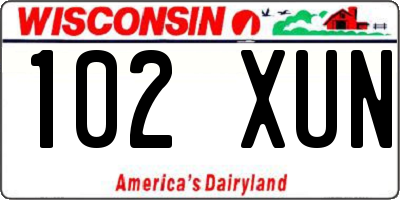 WI license plate 102XUN