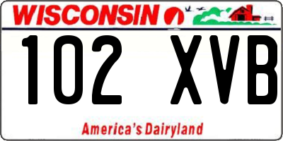 WI license plate 102XVB