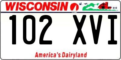 WI license plate 102XVI