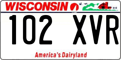WI license plate 102XVR