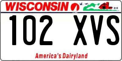 WI license plate 102XVS