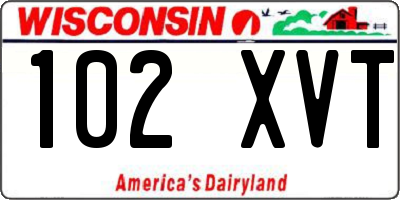 WI license plate 102XVT