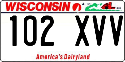 WI license plate 102XVV
