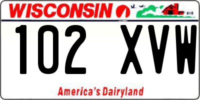 WI license plate 102XVW