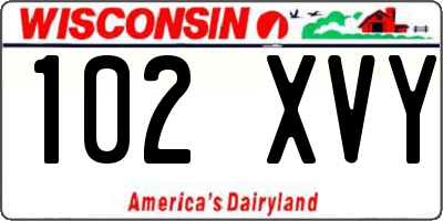 WI license plate 102XVY