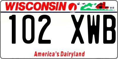 WI license plate 102XWB