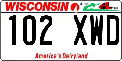WI license plate 102XWD