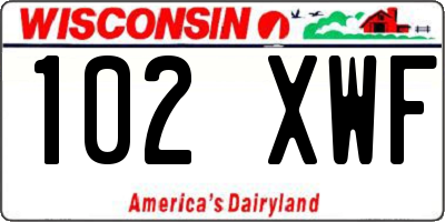 WI license plate 102XWF