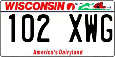 WI license plate 102XWG