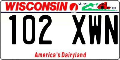 WI license plate 102XWN