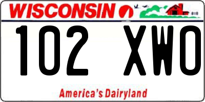 WI license plate 102XWO