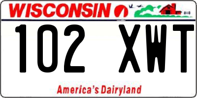 WI license plate 102XWT