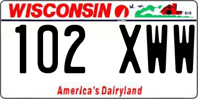 WI license plate 102XWW
