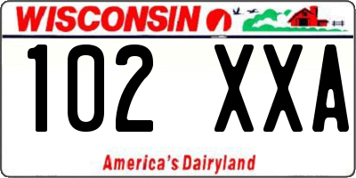 WI license plate 102XXA