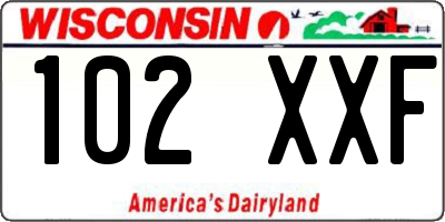 WI license plate 102XXF