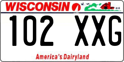 WI license plate 102XXG