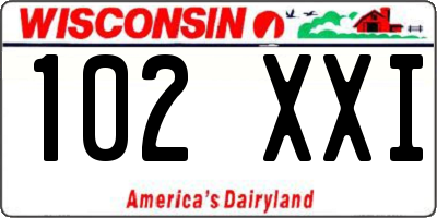 WI license plate 102XXI
