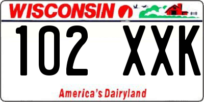 WI license plate 102XXK