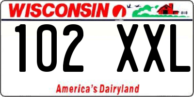 WI license plate 102XXL