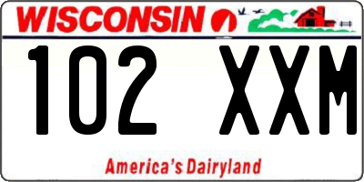 WI license plate 102XXM