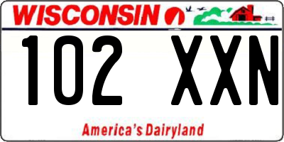 WI license plate 102XXN