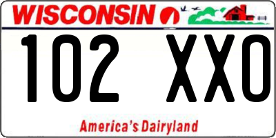 WI license plate 102XXO